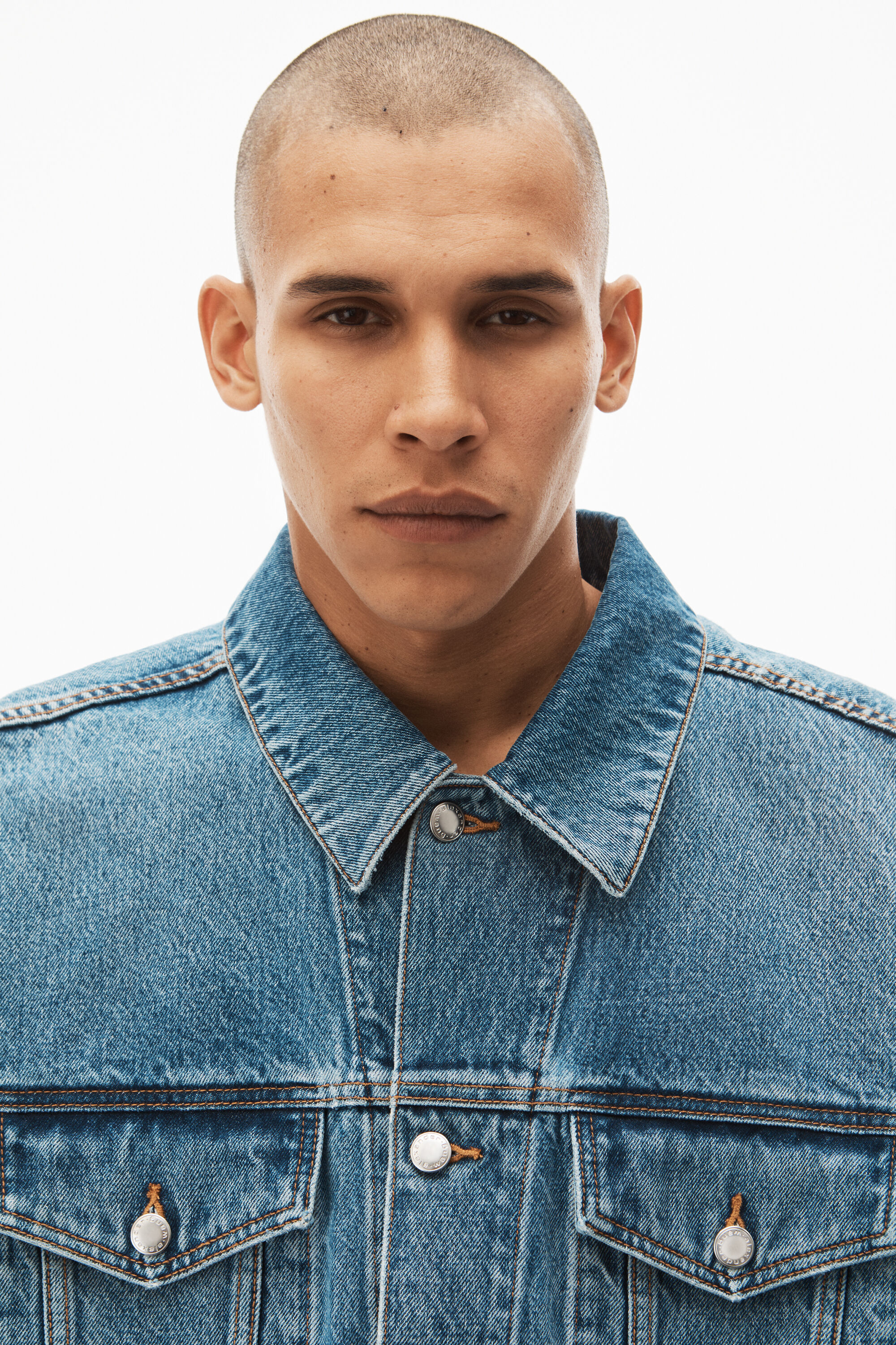 alexanderwang CORE DENIM TRUCKER JACKET IN DENIM VINTAGE MEDIUM