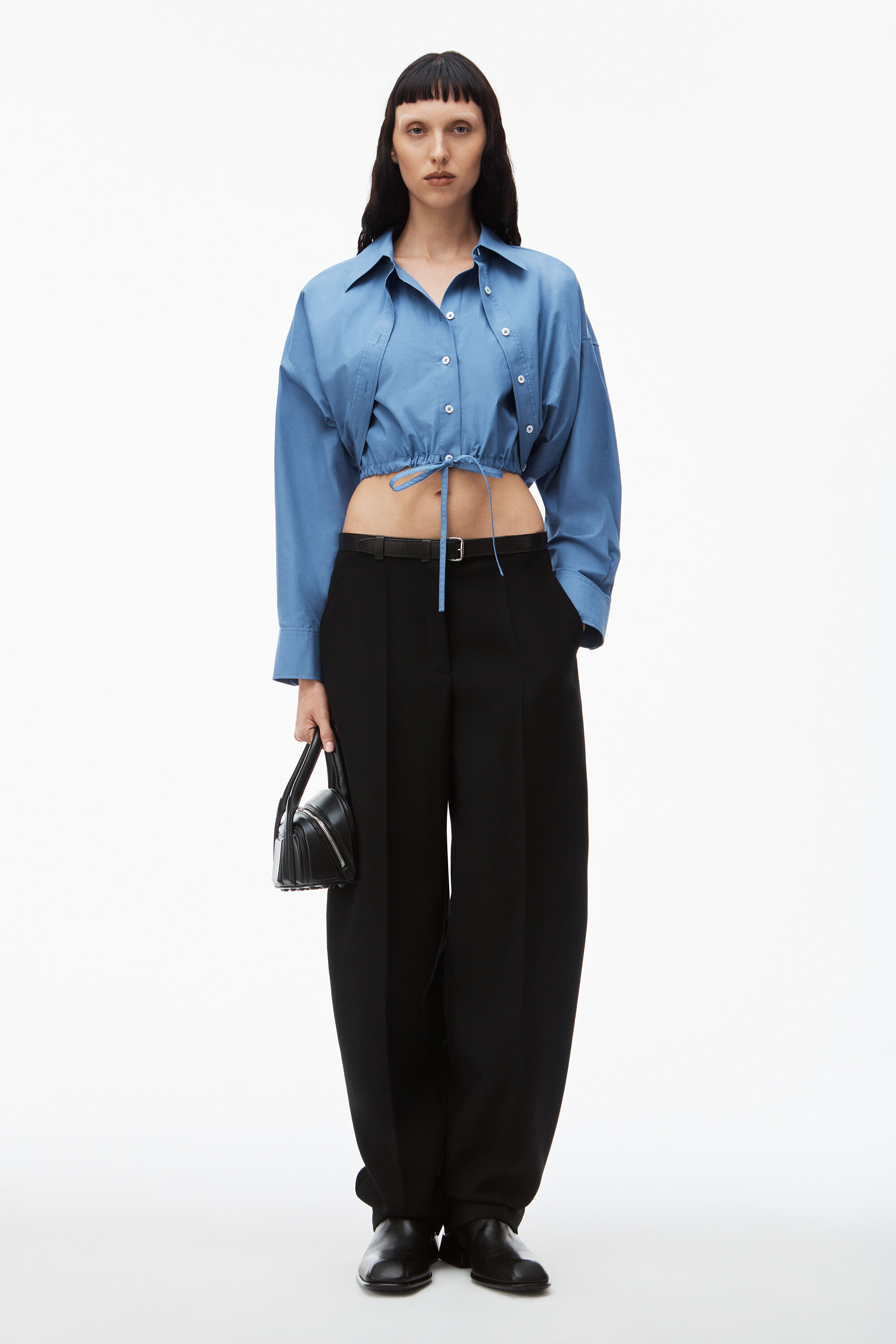 alexanderwang double layered shirt in compact cotton DARK IRIS