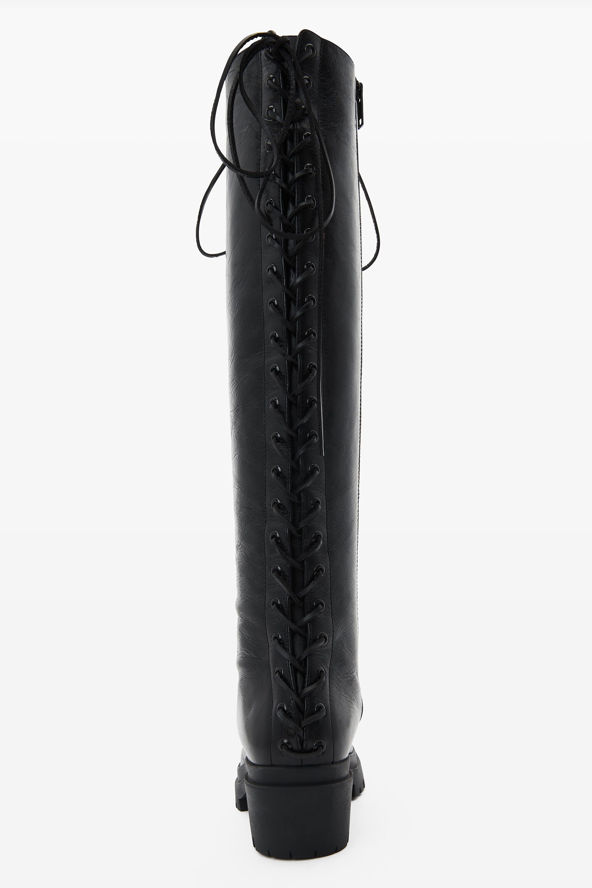 Terrain Lace Up Knee High Boot in BLACK | alexanderwang®