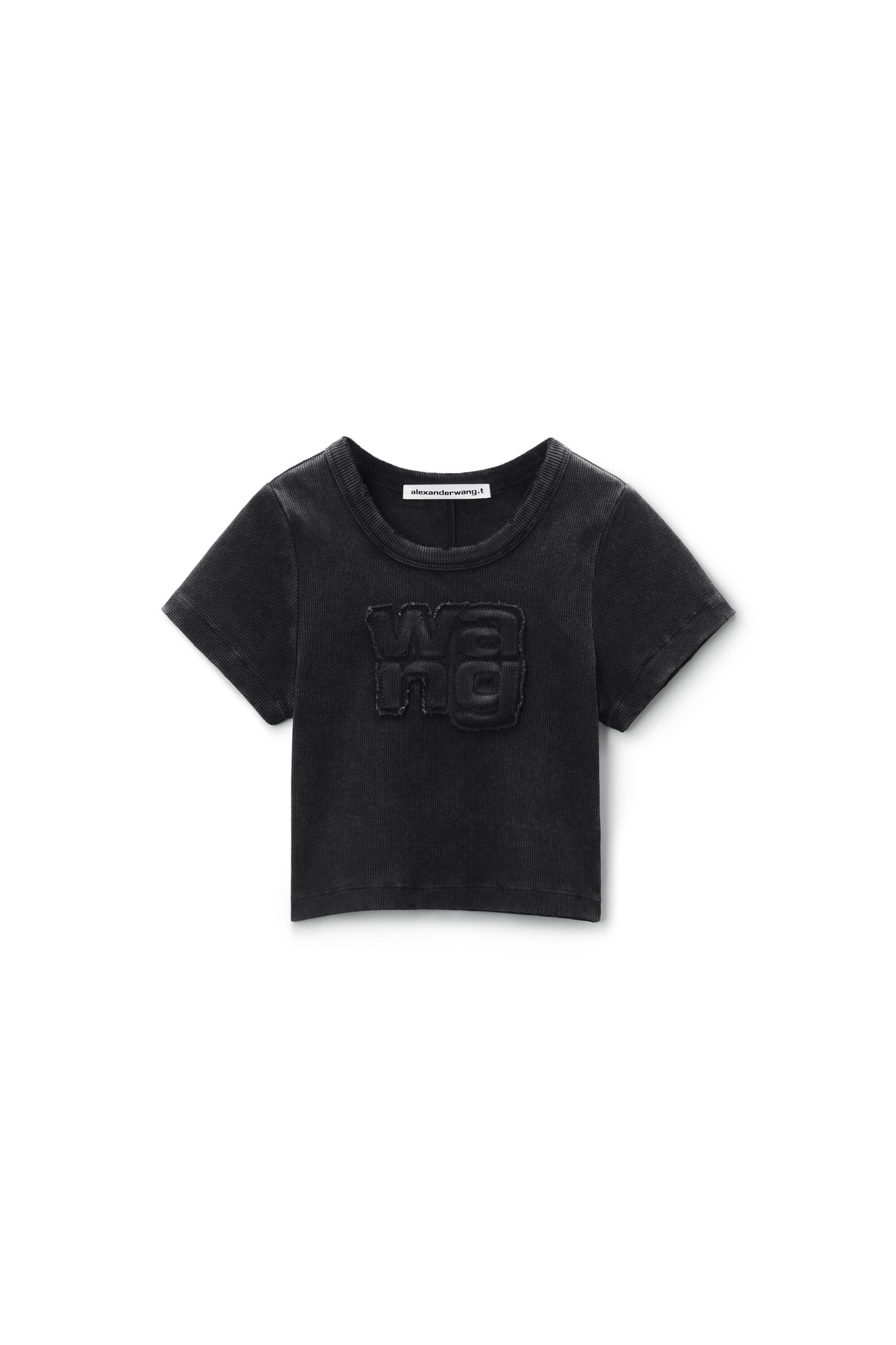 Distressed Logo Baby Tee in WASHED MAGNET | crewneck | alexanderwang®