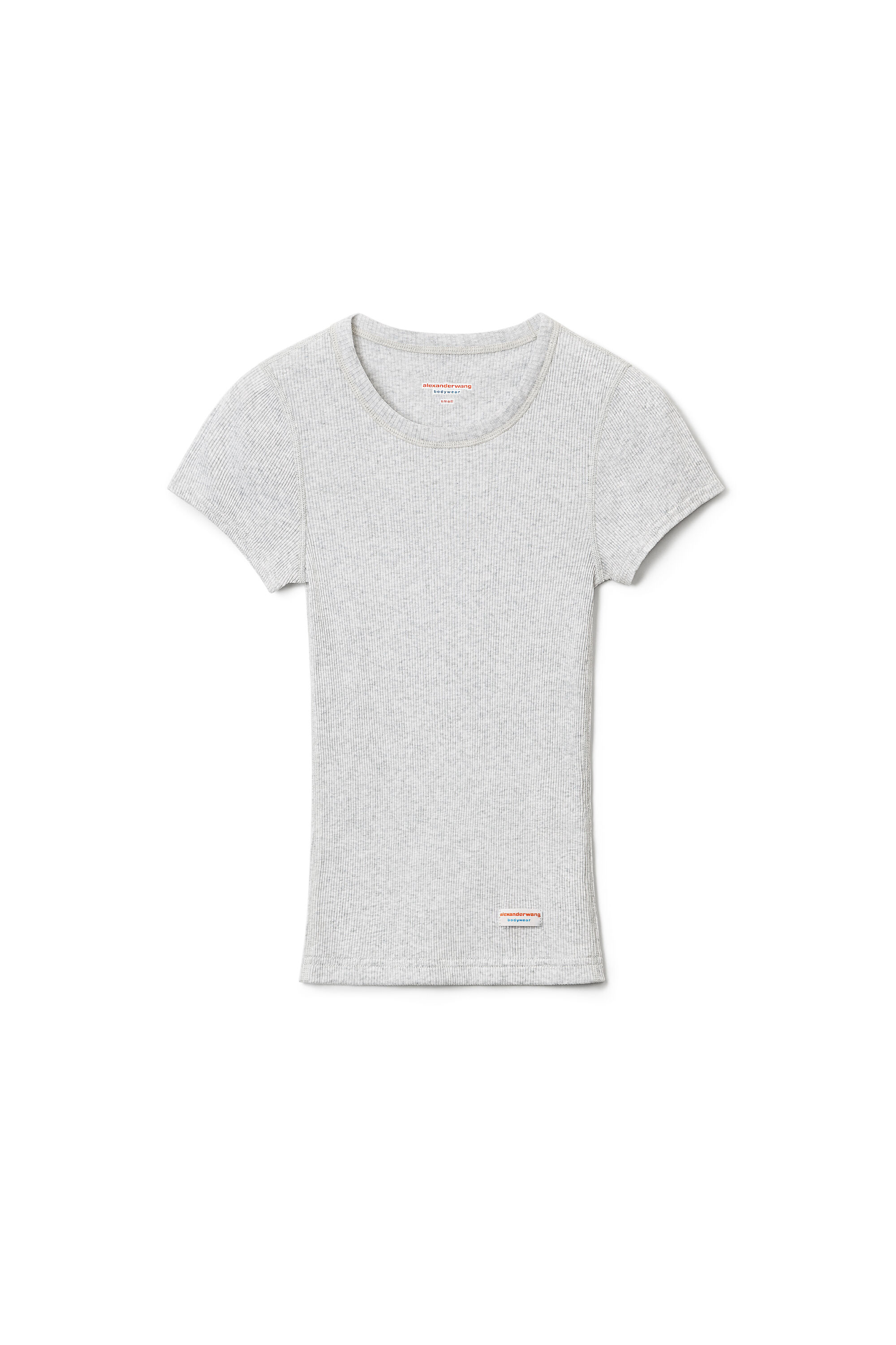 Short-Sleeve Tee in Ribbed Cotton Jersey in HEATHER GREY 