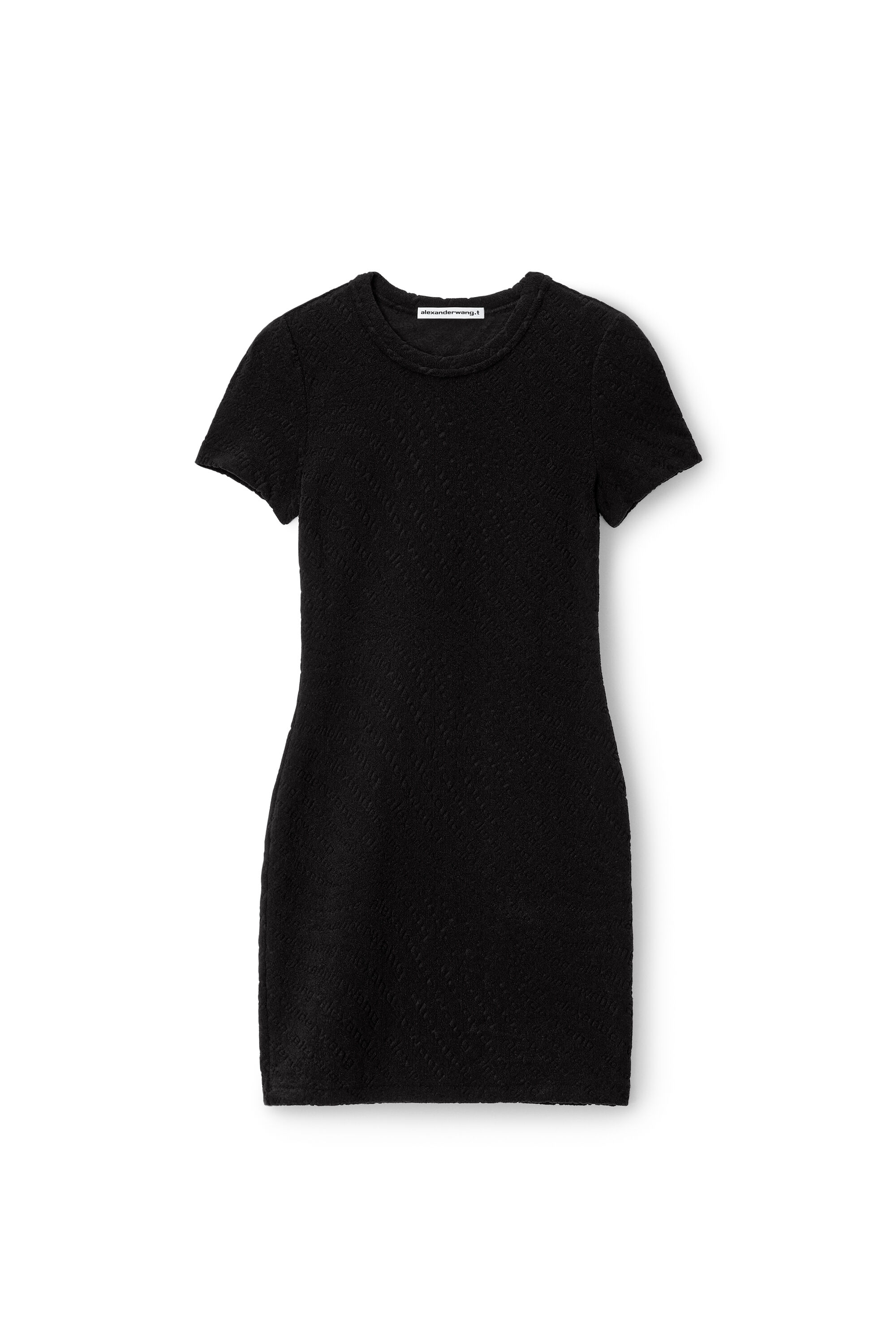 alexanderwang logo jacquard stretch short sleeve mini dress BLACK 