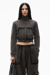 Alexander Wang washed shadow kurze jacke mit reißverschluss aus baumwollfrottee