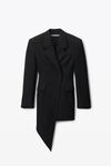 Alexander Wang black asymmetric blazer minidress in wool twill