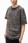 코튼 헴프 저지 엠보싱 로고 스플래터 프린트 티셔츠