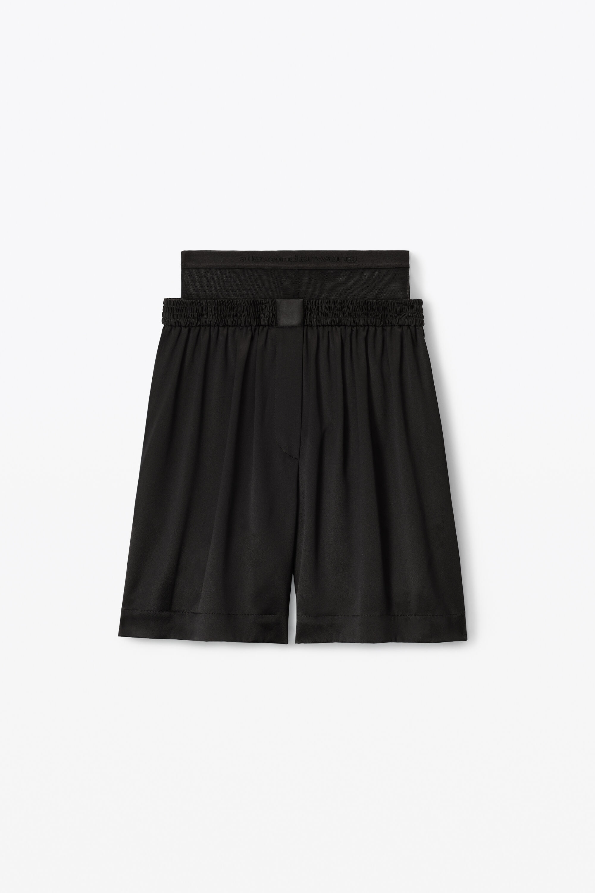 alexanderwang LAYERED BOXER SHORTS IN SILK CHARMEUSE BLACK