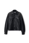 Alexander Wang black lambskin leather trucker jacket