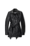 cropped trench coat in memory lambskin leather