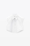 Cropped Sleeveless Button-Up Shirt in Cotton