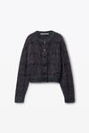 Alexander Wang pink/ black plaid plaid cardigan in jacquard knit