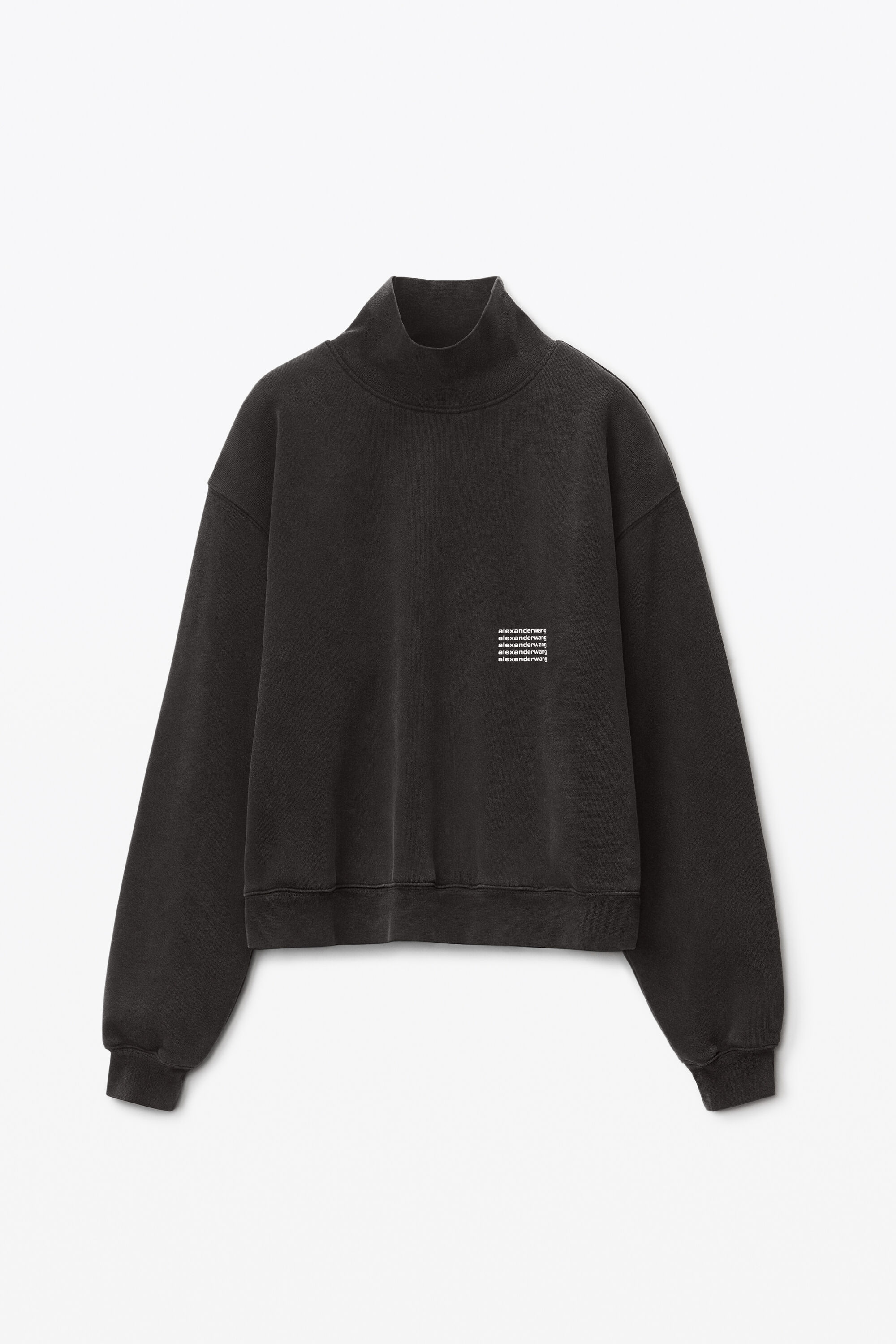 alexanderwang HIGH NECK PULLOVER IN DENSE FLEECE ACID BLACK