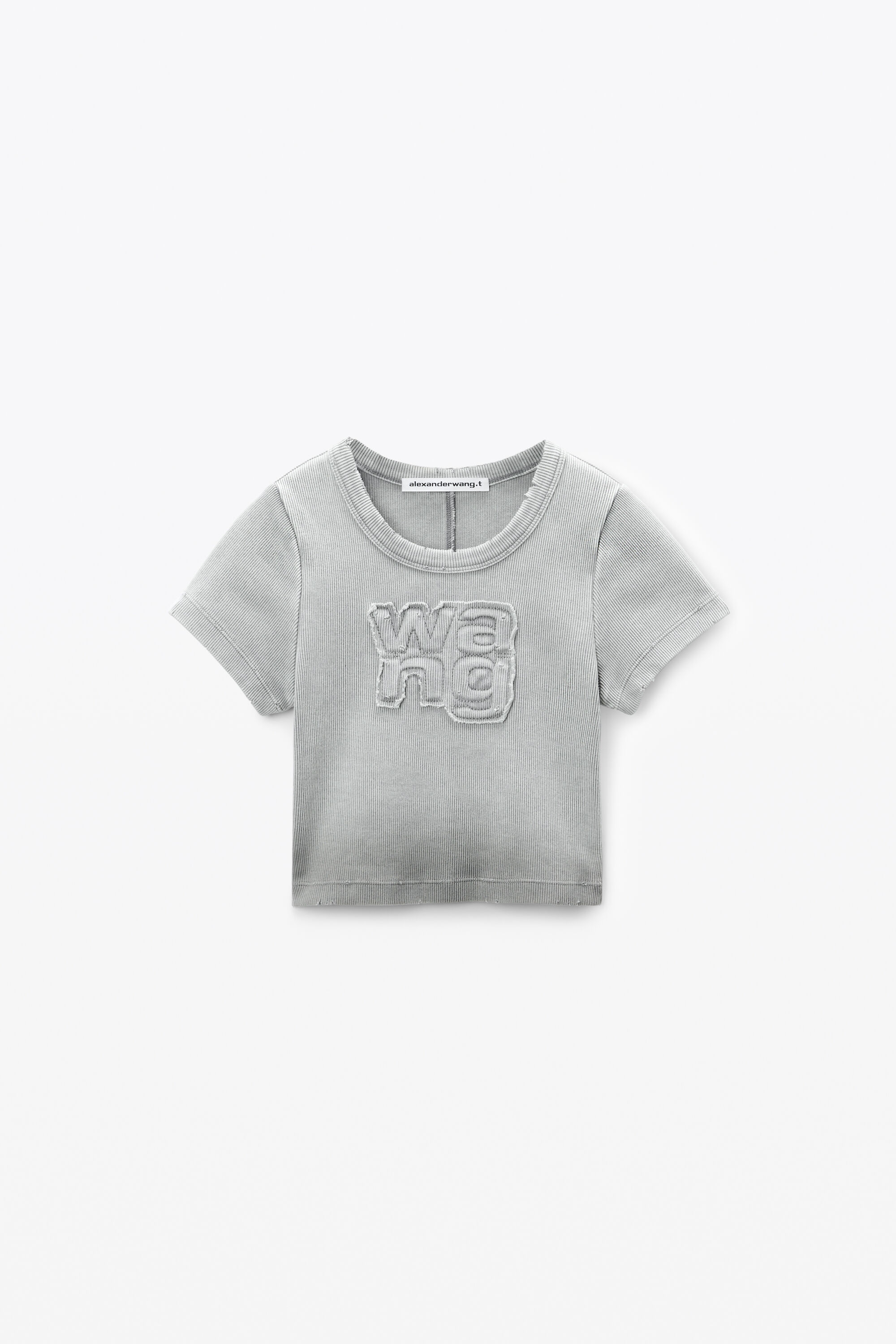 Distressed Logo Baby Tee in WASHED STEEL crewneck alexanderwang