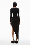 Alexander Wang black asymmetrisches langarm-bodycon-maxikleid