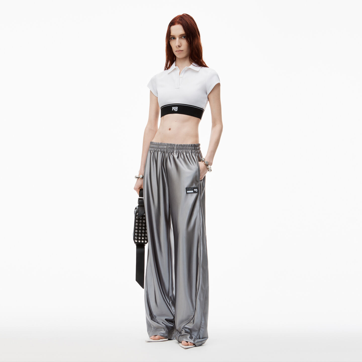 Shop Alexander Wang Logo Track Pant With Piping In Earl Grey
