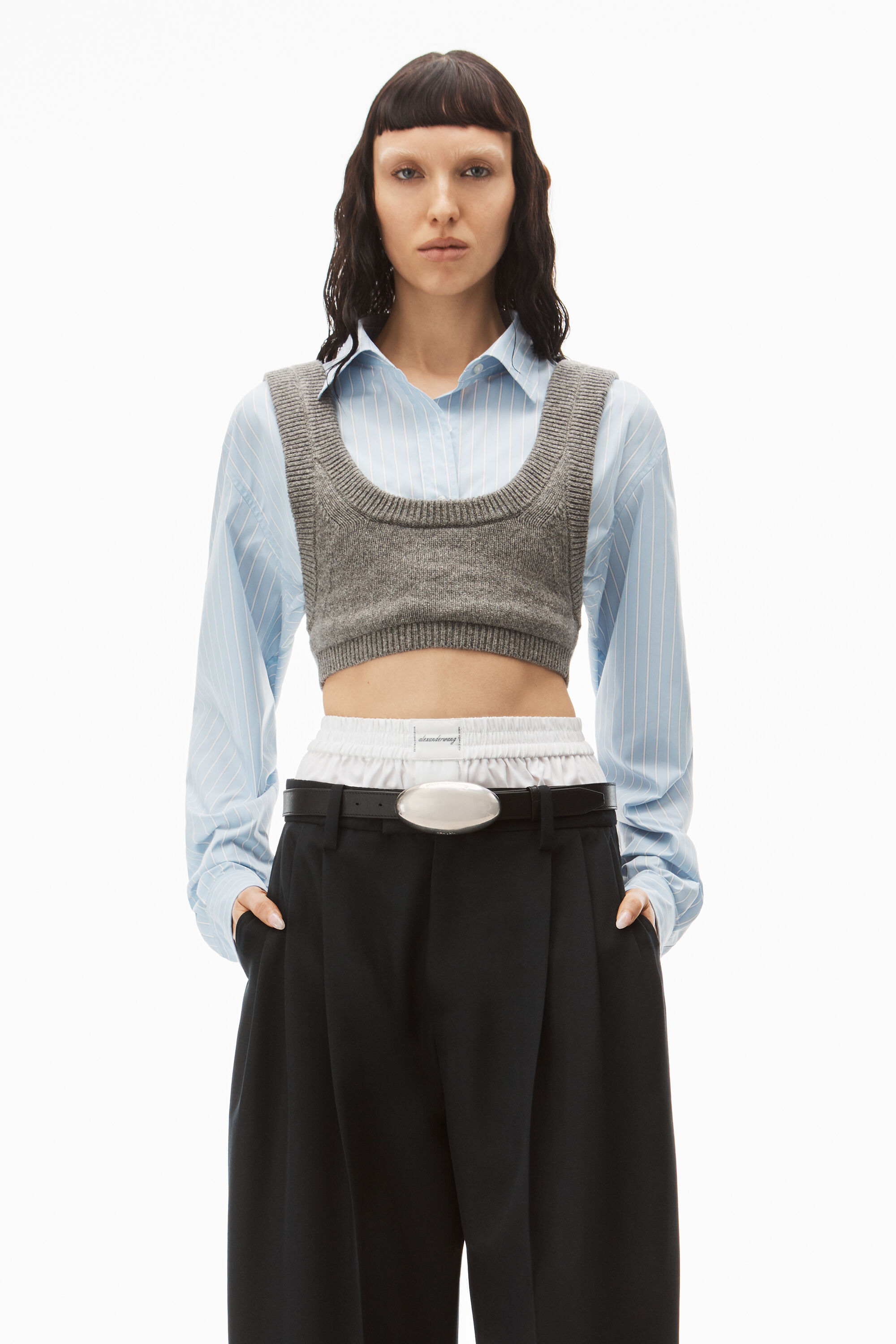 alexanderwang LAYERED KNIT CAMISOLE IN BOILED WOOL