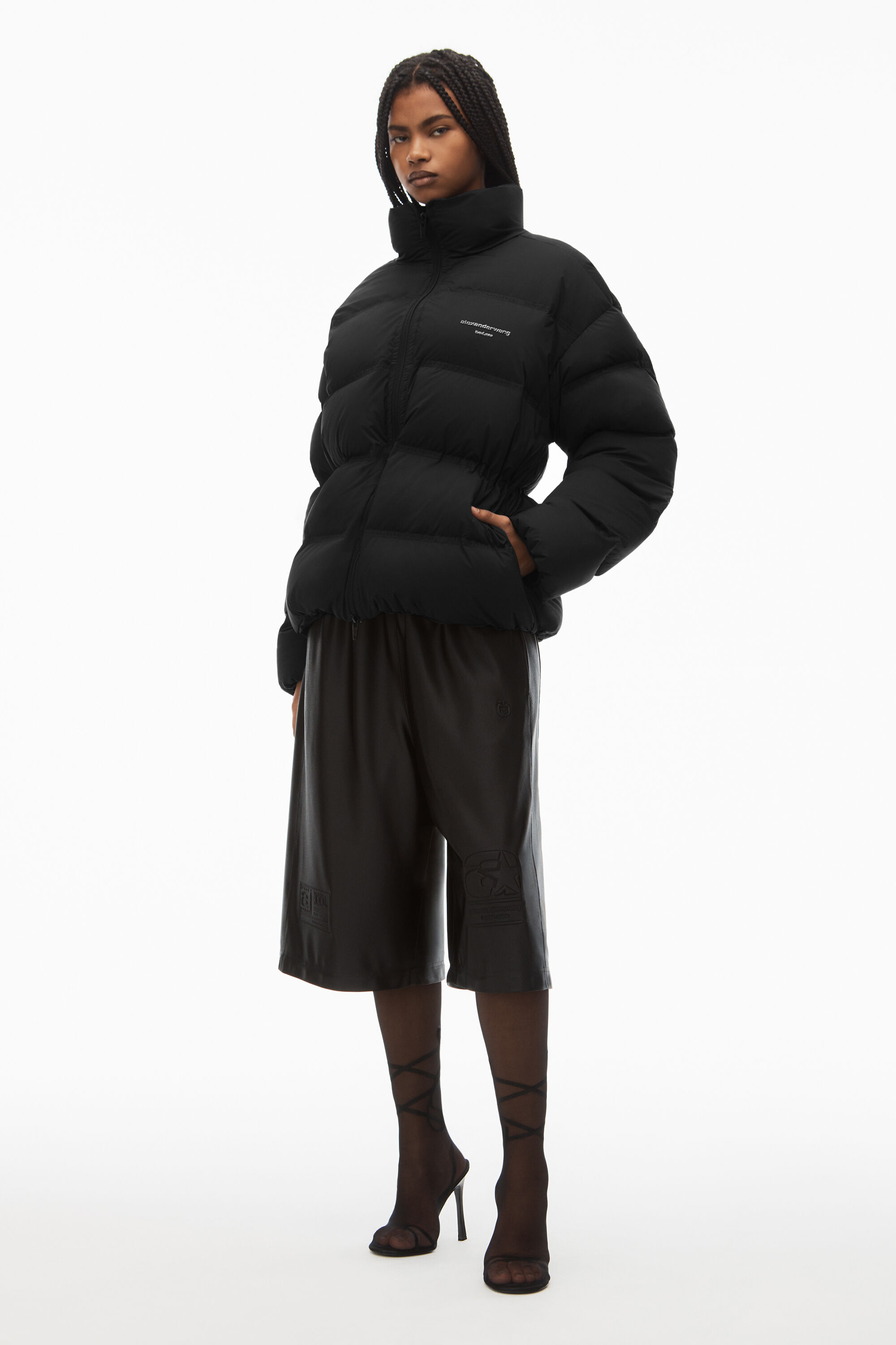alexanderwang puffer coat with reflective logo BLACK 