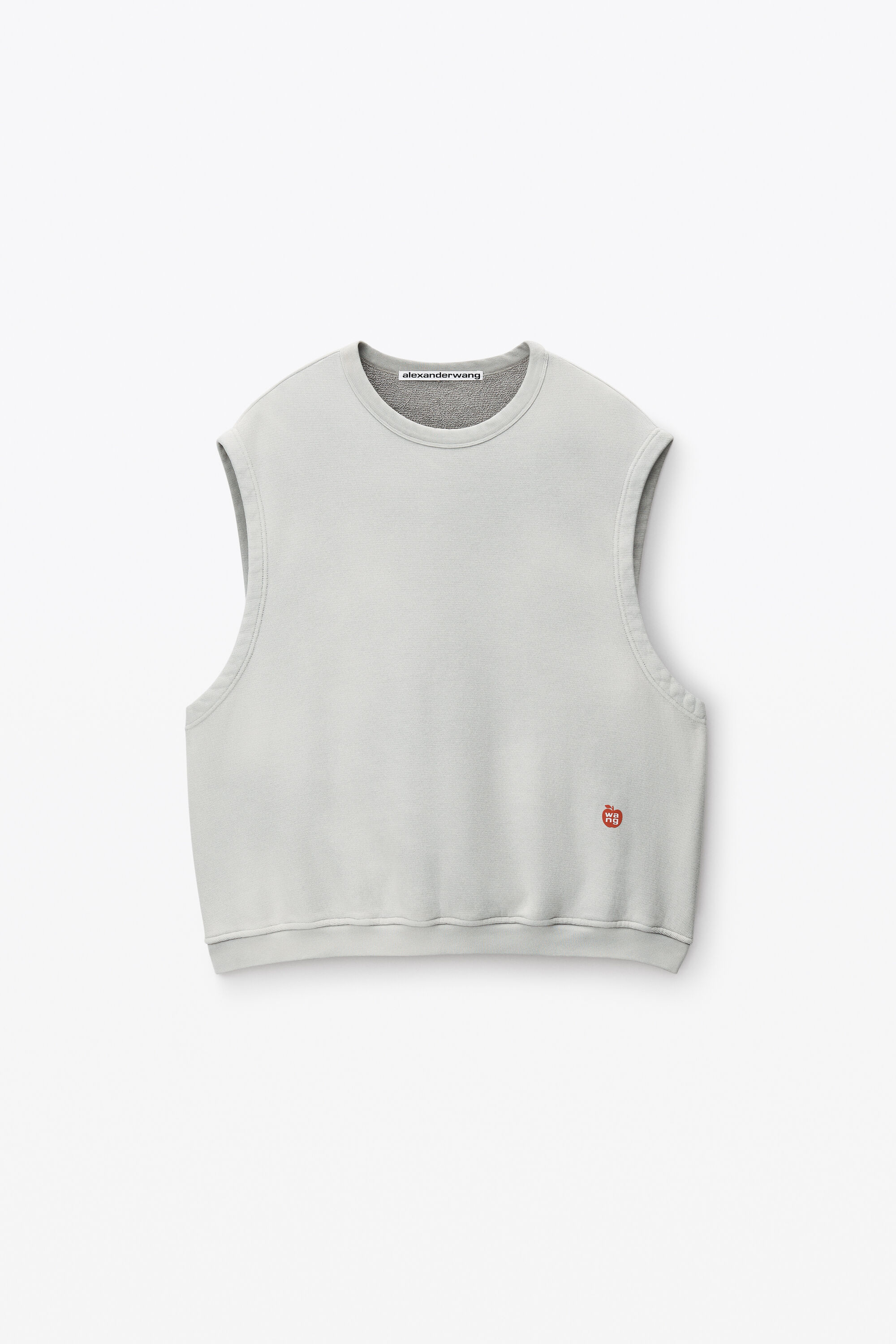 Sleeveless Crew Neck Vest In Terry