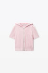 Alexander Wang light pink cropped zip-up hoodie in chenille