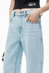 Jeans a gamba larga con zip e spacco sul retro