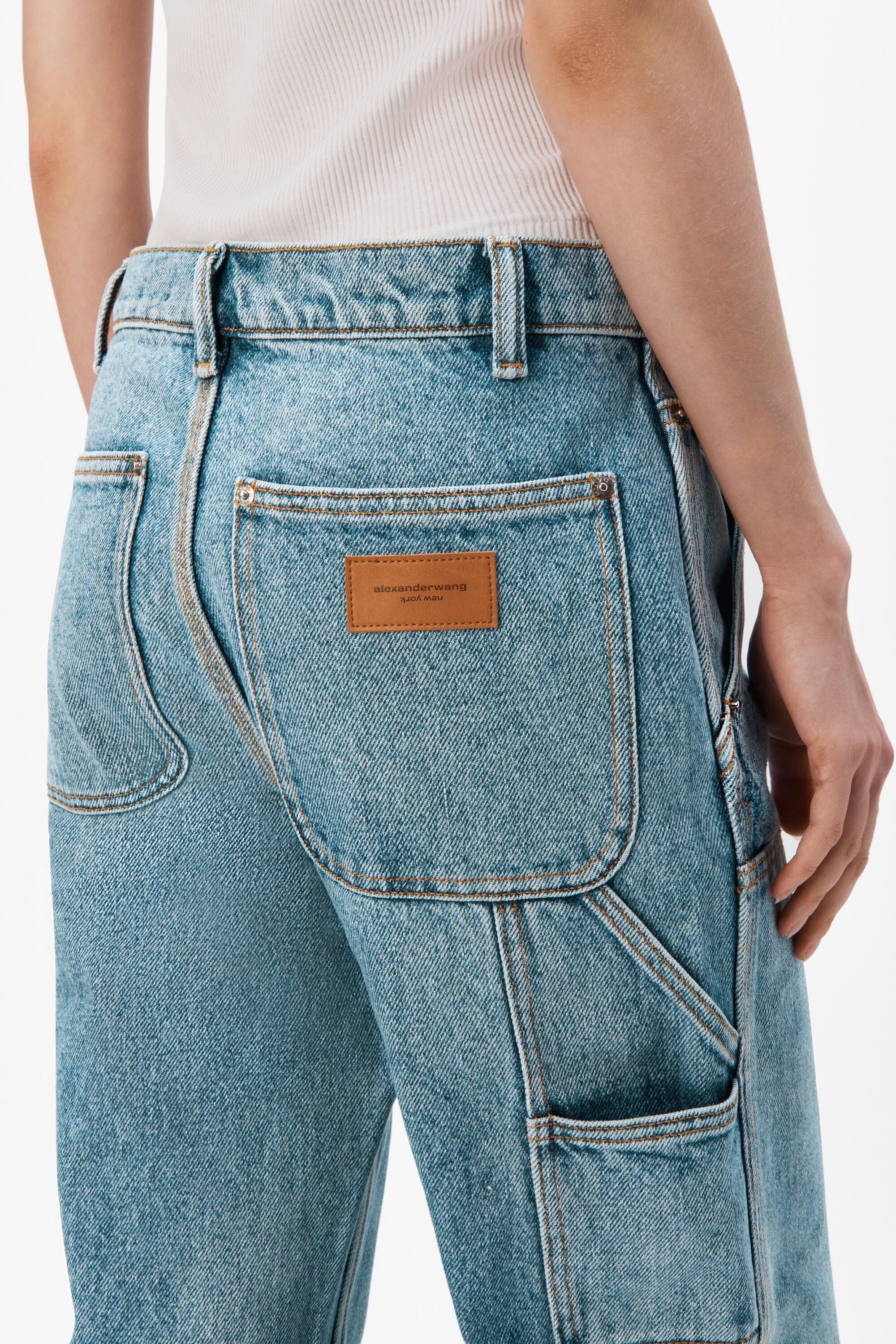 alexanderwang EZ SLOUCH CARPENTER JEAN IN DENIM CLASSIC LIGHT