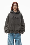 Distressed Skyline Hoodie in Sueded Cotton Terry
