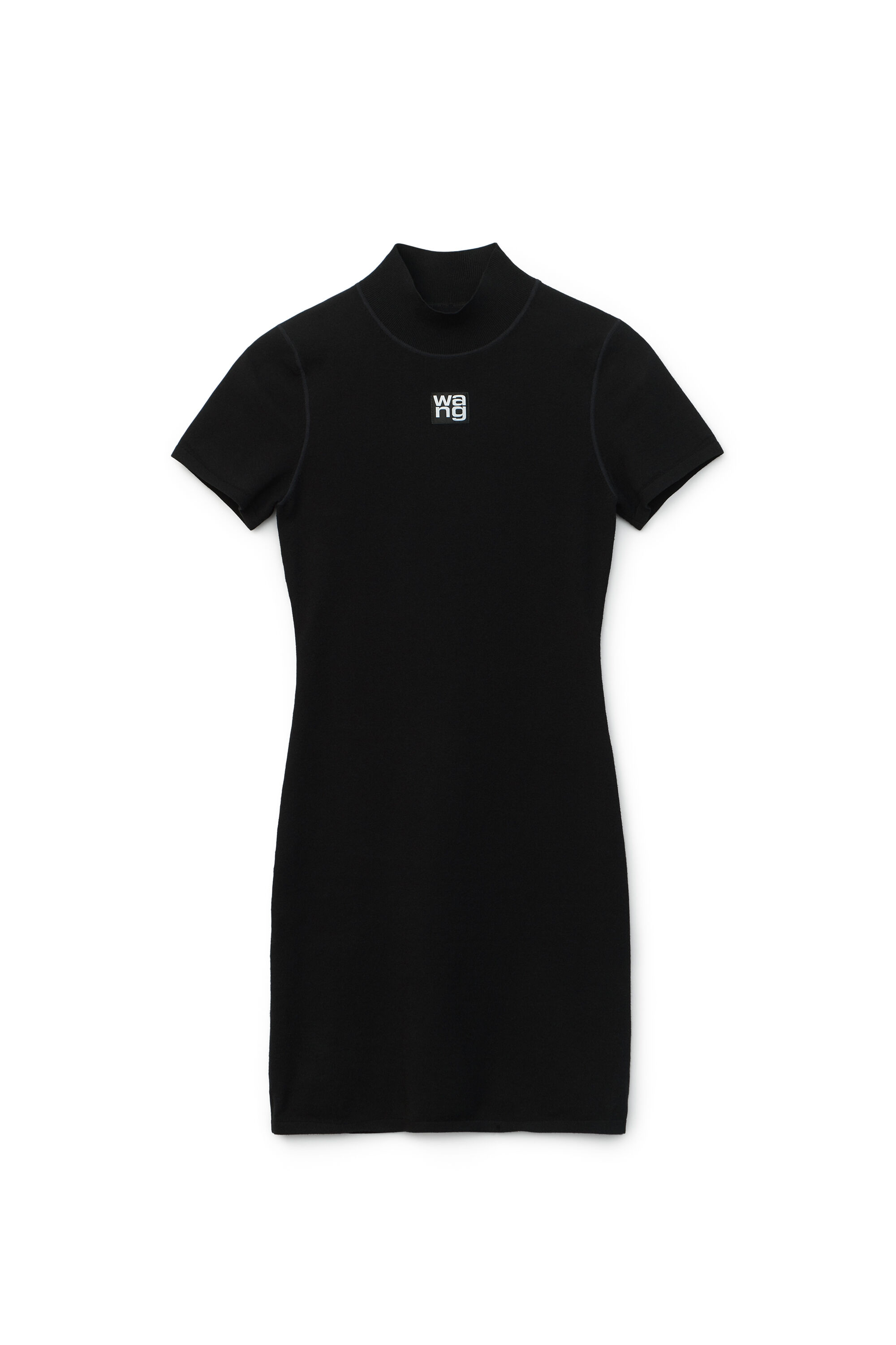 alexanderwang MOCK NECK TEE DRESS IN BODYCON KNIT BLACK