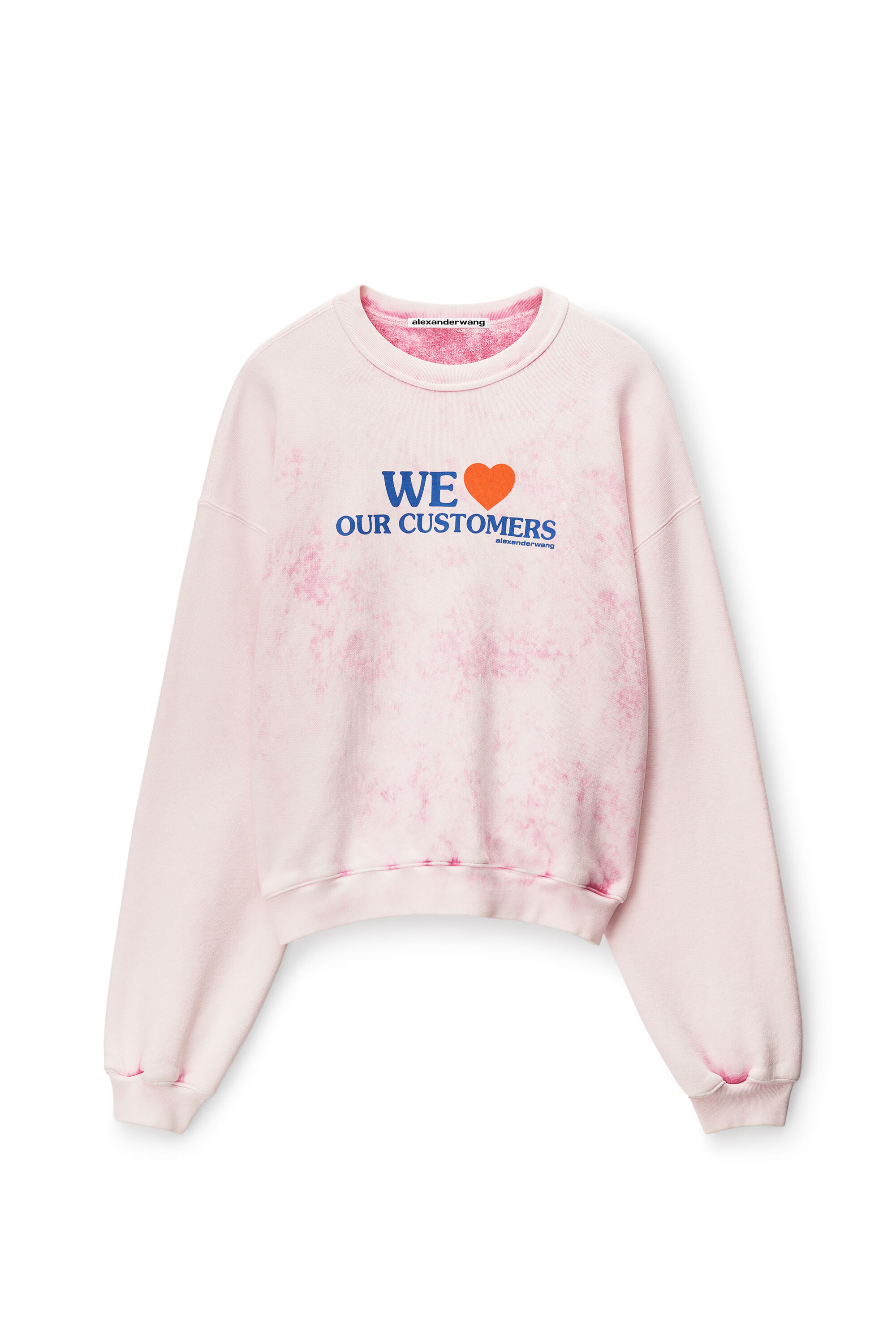 Love Our Customers Sweatshirt in LT PINK BLEACH OUT 