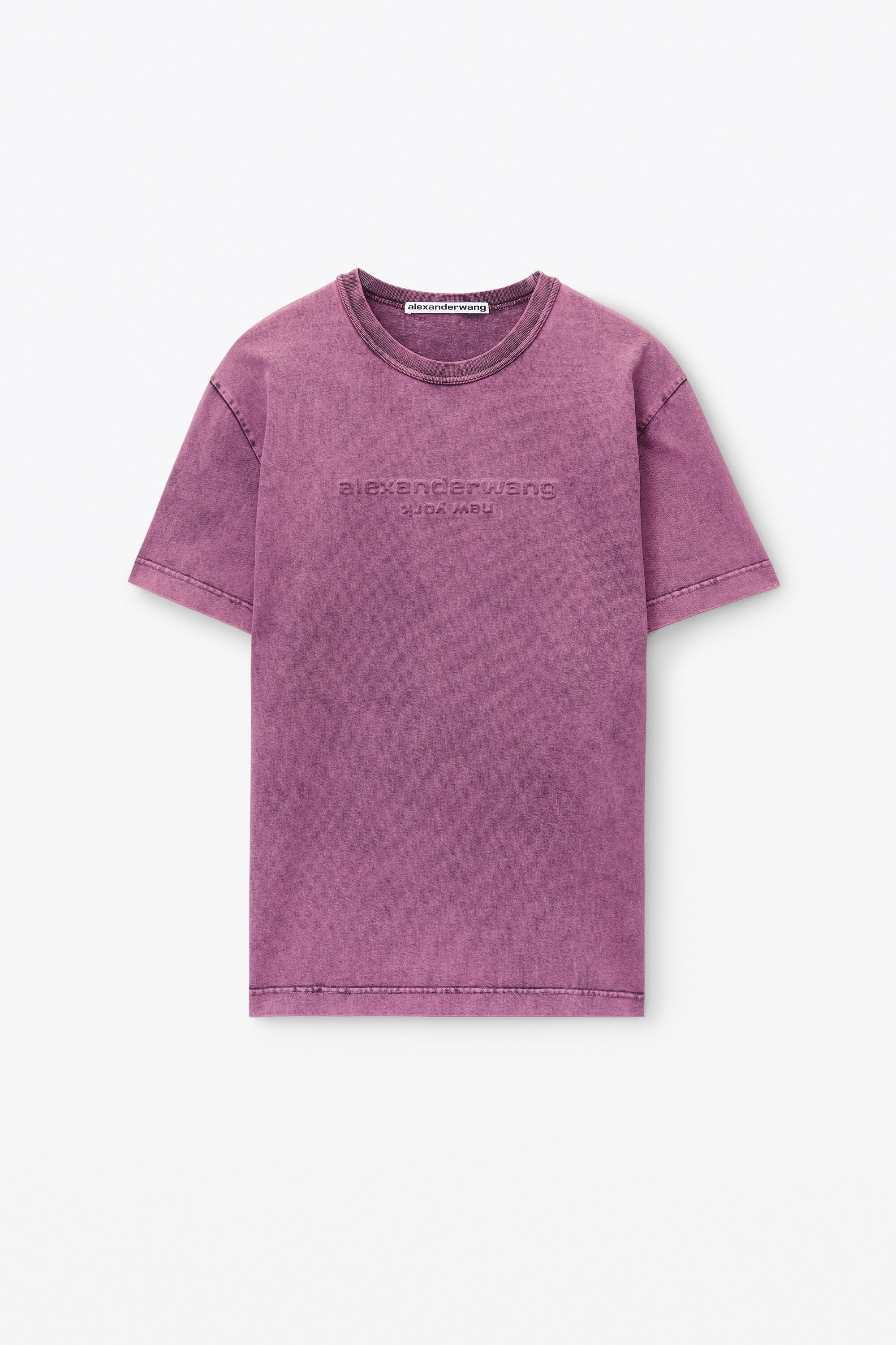 embossed logo tee in compact jersey in ACID CANDY PINK 
