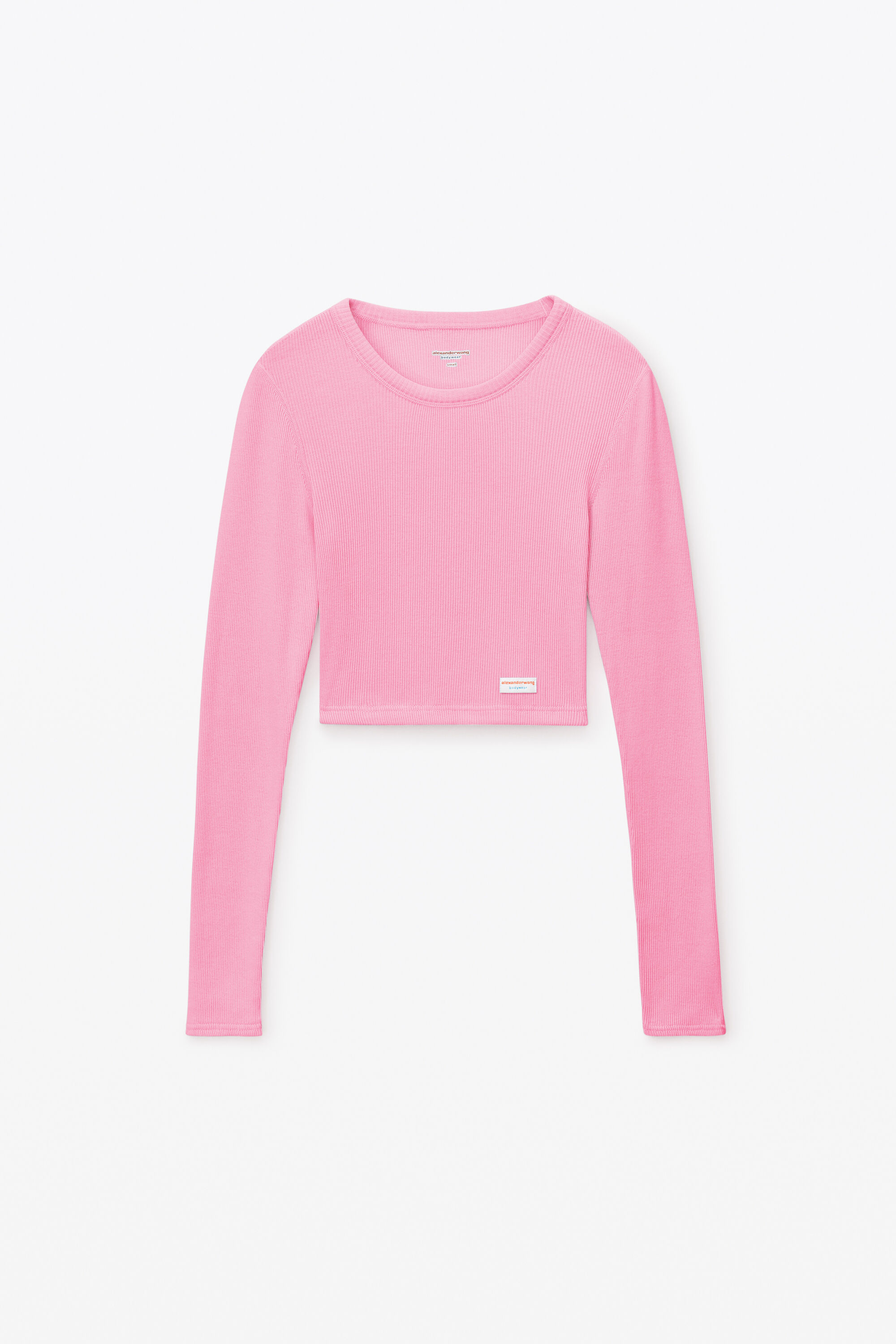 Cropped Long-sleeve Tee In Ribbed Cotton Jersey