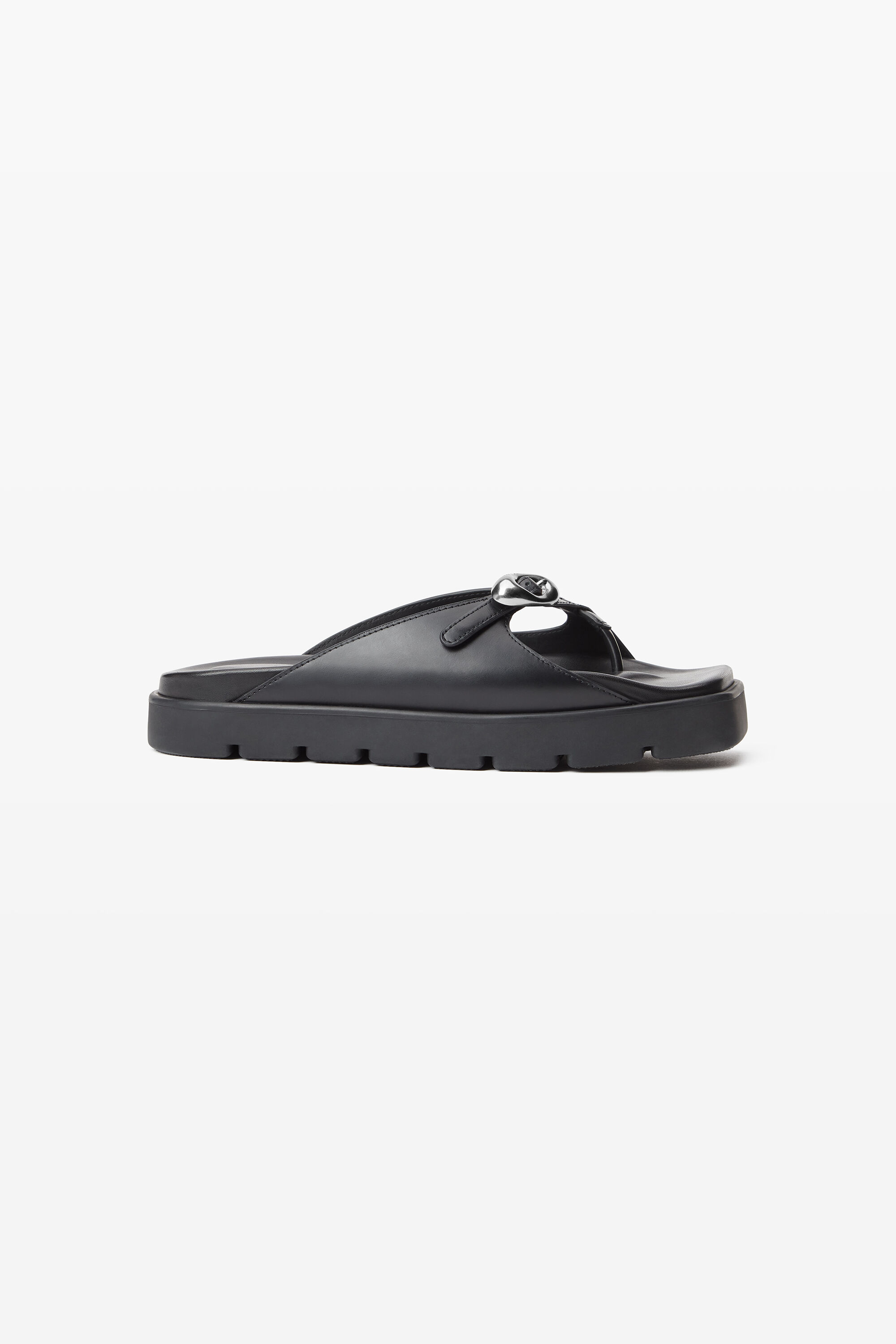 Dome Flatform Leather Sandal in BLACK | alexanderwang®