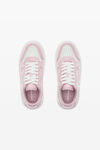 Alexander Wang white/pink puff pebble leather sneaker with logo