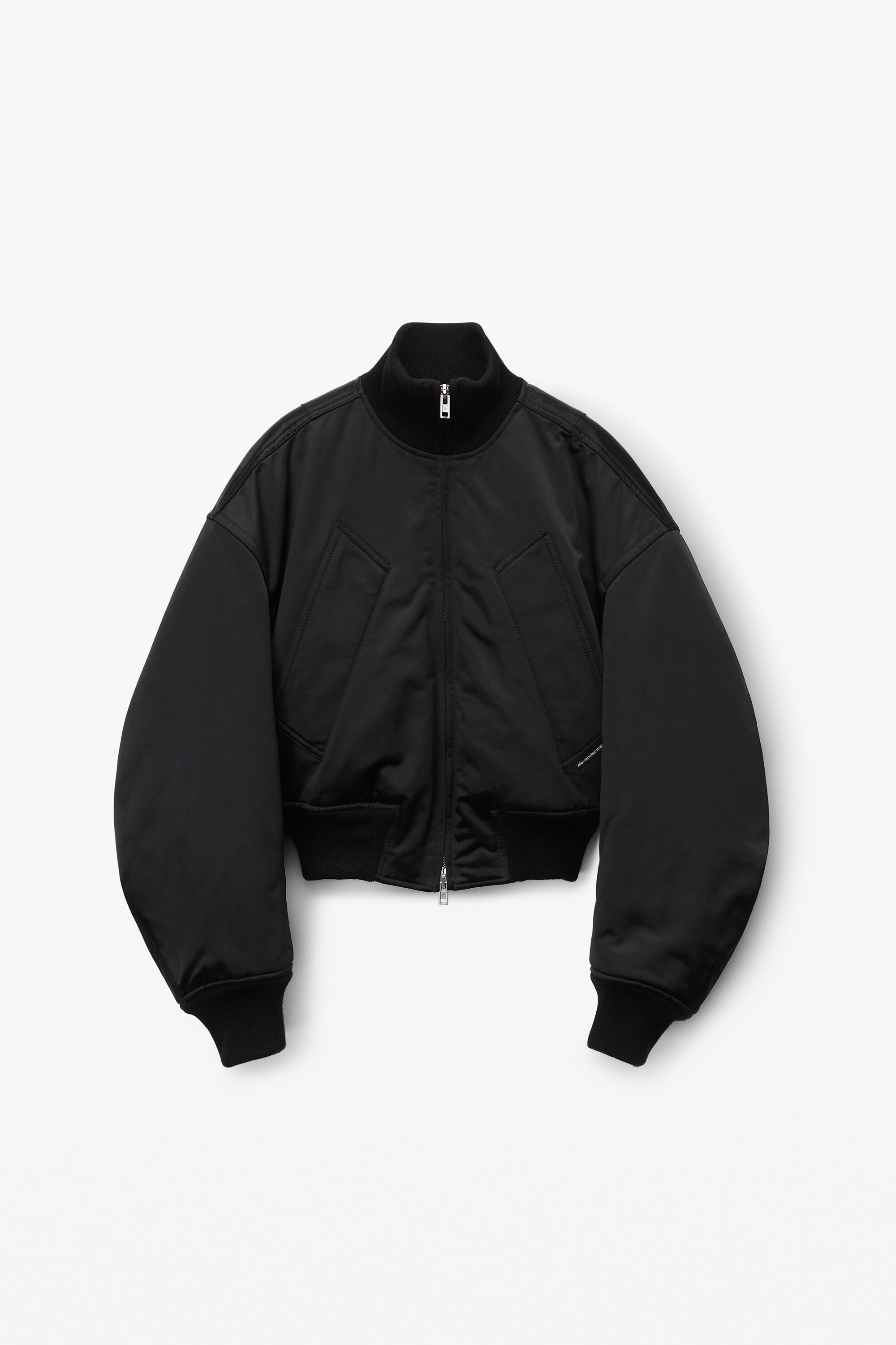 alexanderwang bomber jacket in sateen BLACK - alexanderwang® US