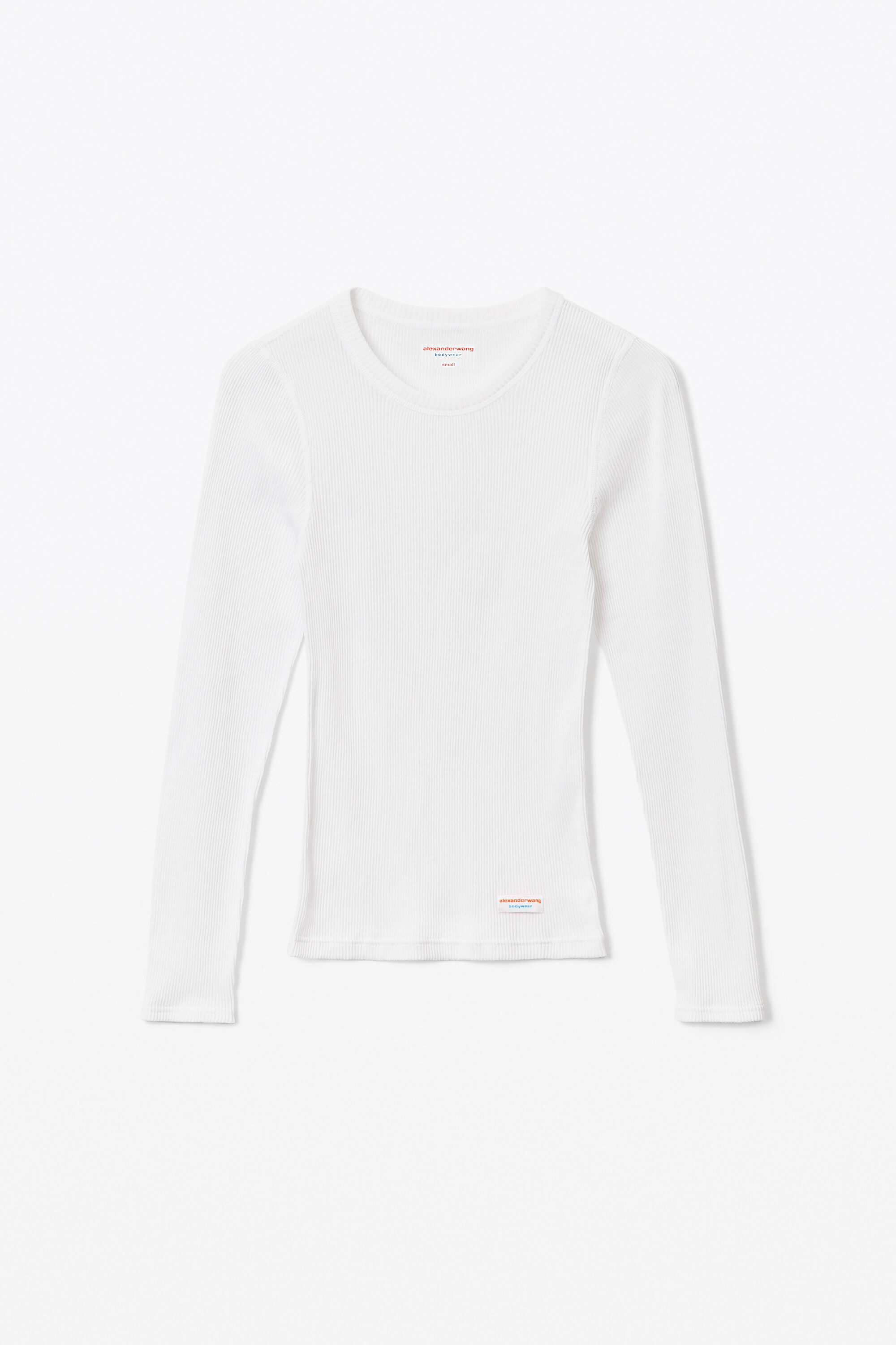 alexanderwang LONG-SLEEVE TEE IN RIBBED COTTON WHITE