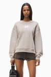 Alexander Wang washed oyster baumwollfrottee-sweatshirt mit geprägtem klingenlogo