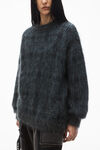 Alexander Wang aqua/black plaid plaid oversize sweater in jacquard knit