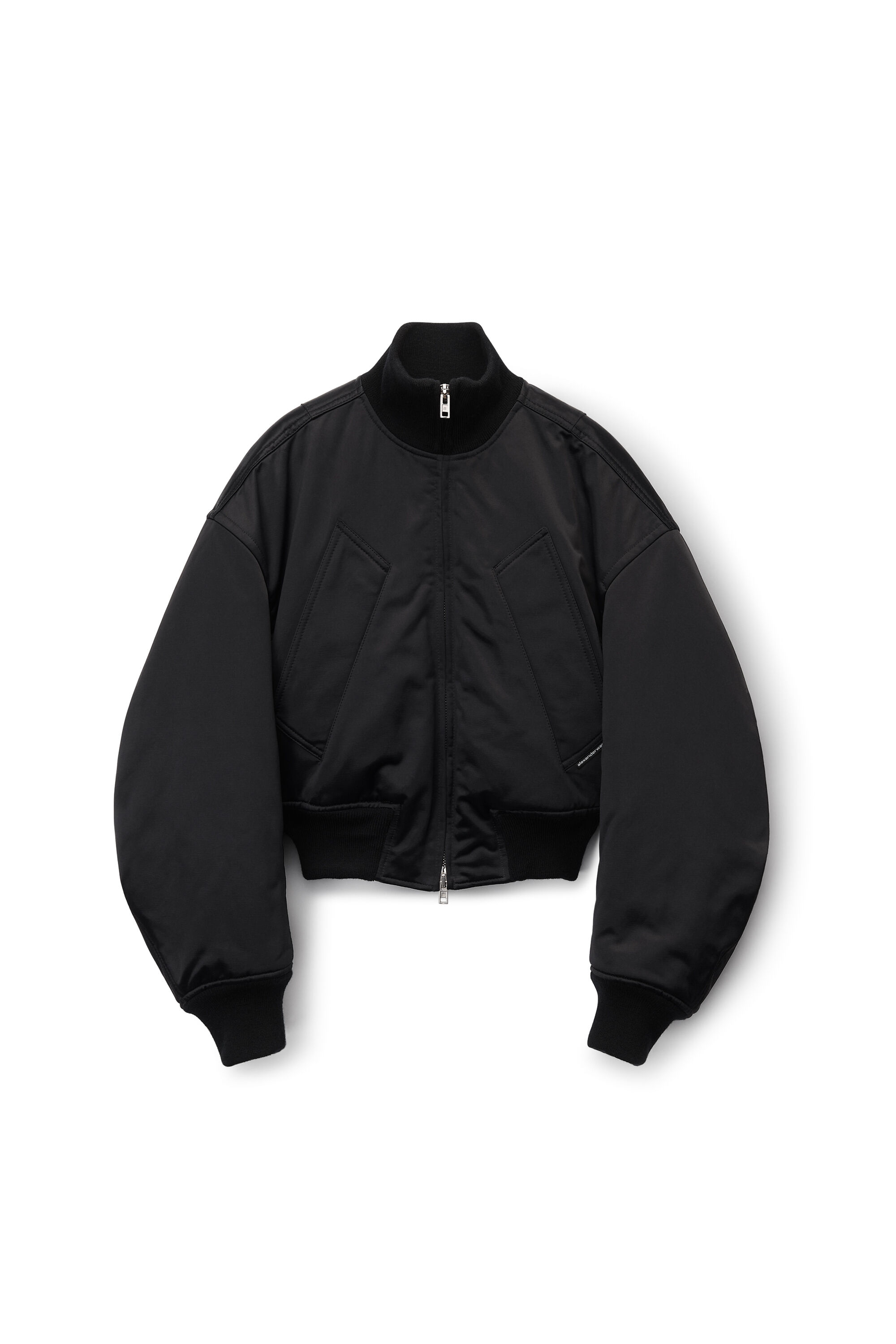 bomber jacket in sateen in BLACK | hits at low waist | alexanderwang®