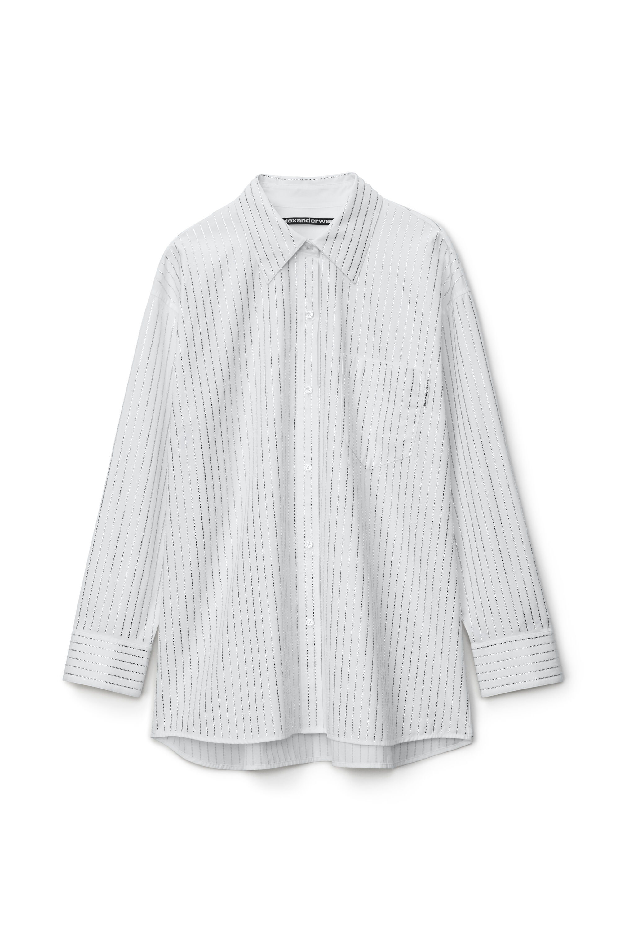 alexanderwang CRYSTAL HOTFIX SHIRT IN COTTON WHITE