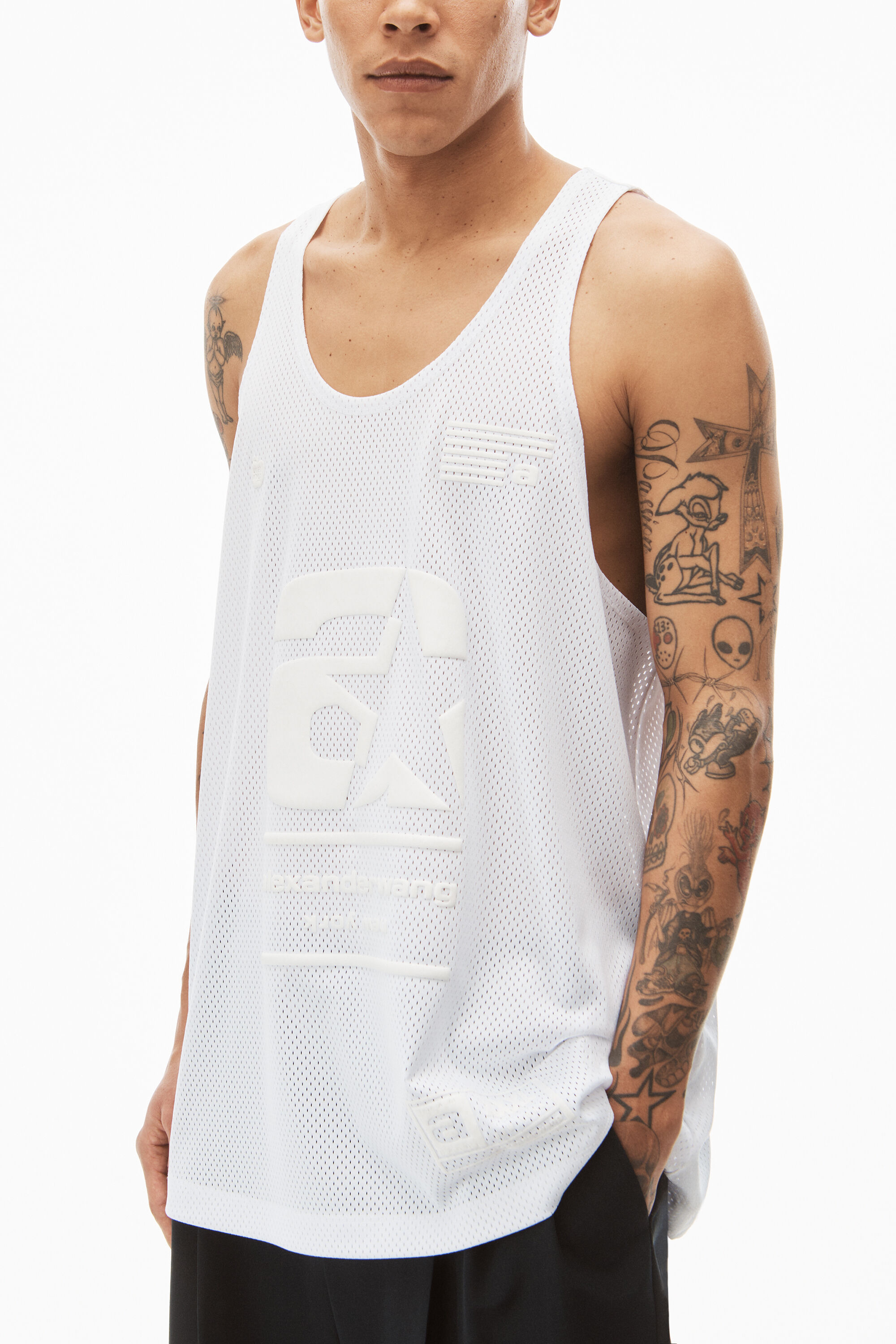 alexanderwang STAR TANK IN ATHLETIC MESH WHITE - alexanderwang® US