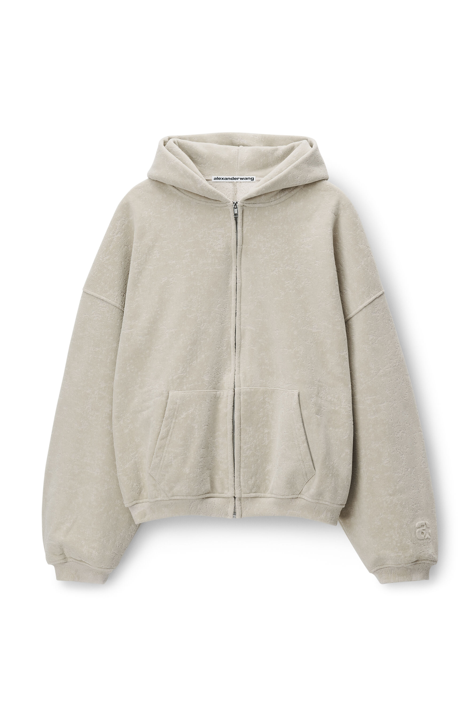 alexanderwang oversized zip up hoodie in flocked terry STORM 