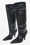 Alexander Wang grey aged diablo 90mm tall boot in crystal hotfix