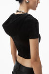 Alexander Wang black cropped zip-up hoodie in chenille