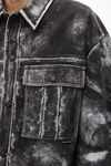 cotton shirt jacket in trompe-l’oeil leather effect