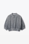 Alexander Wang grey multi high-frequency logo-embossed cropped tee in cotton-wool