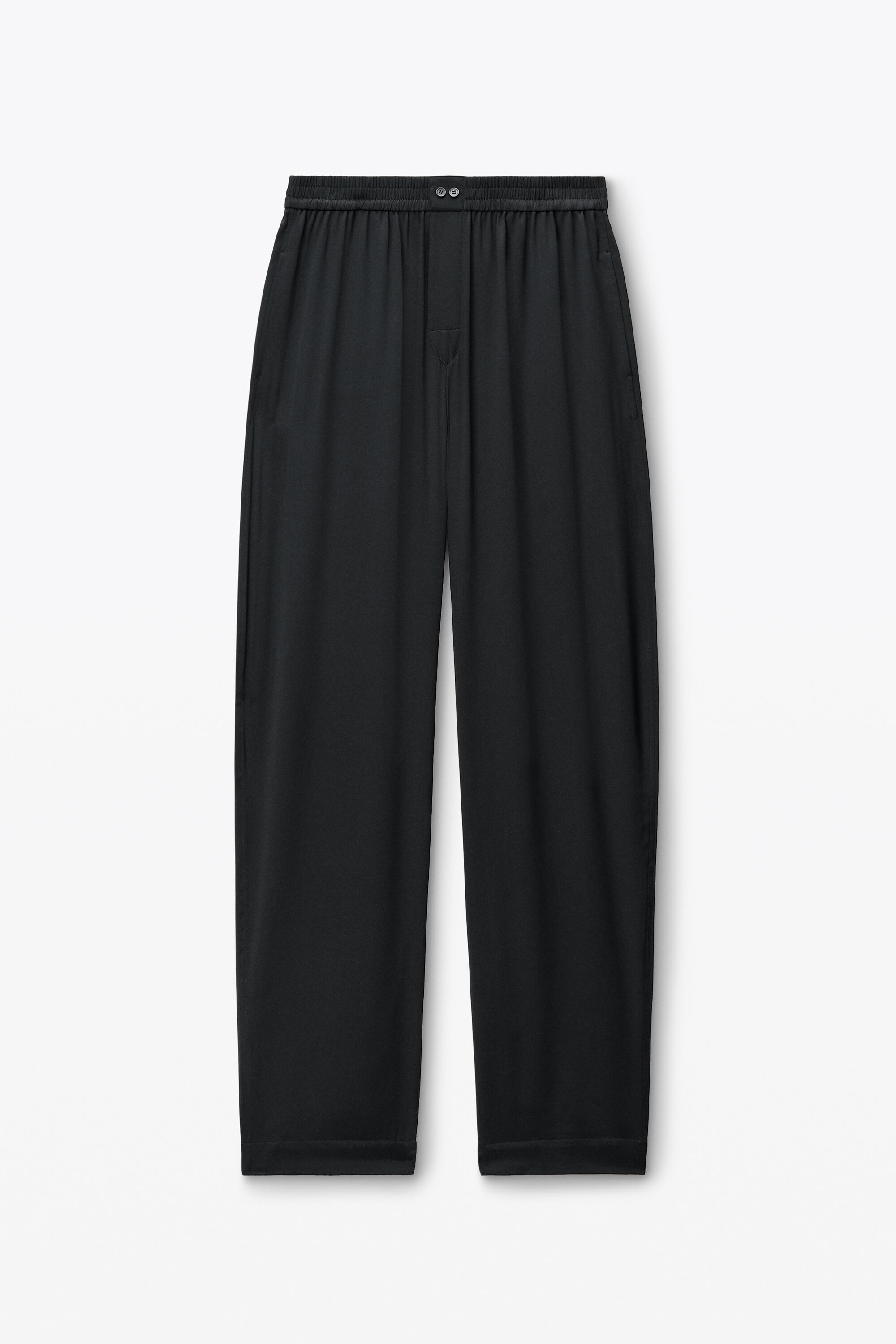 Logo Cutout Boxer-Style Pant in Silk in BLACK | two-way zip closure 