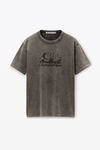 Distressed Skyline T-Shirt in Sueded Cotton Terry