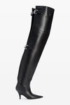 Alexander Wang black diablo open back thigh-high boot in leather