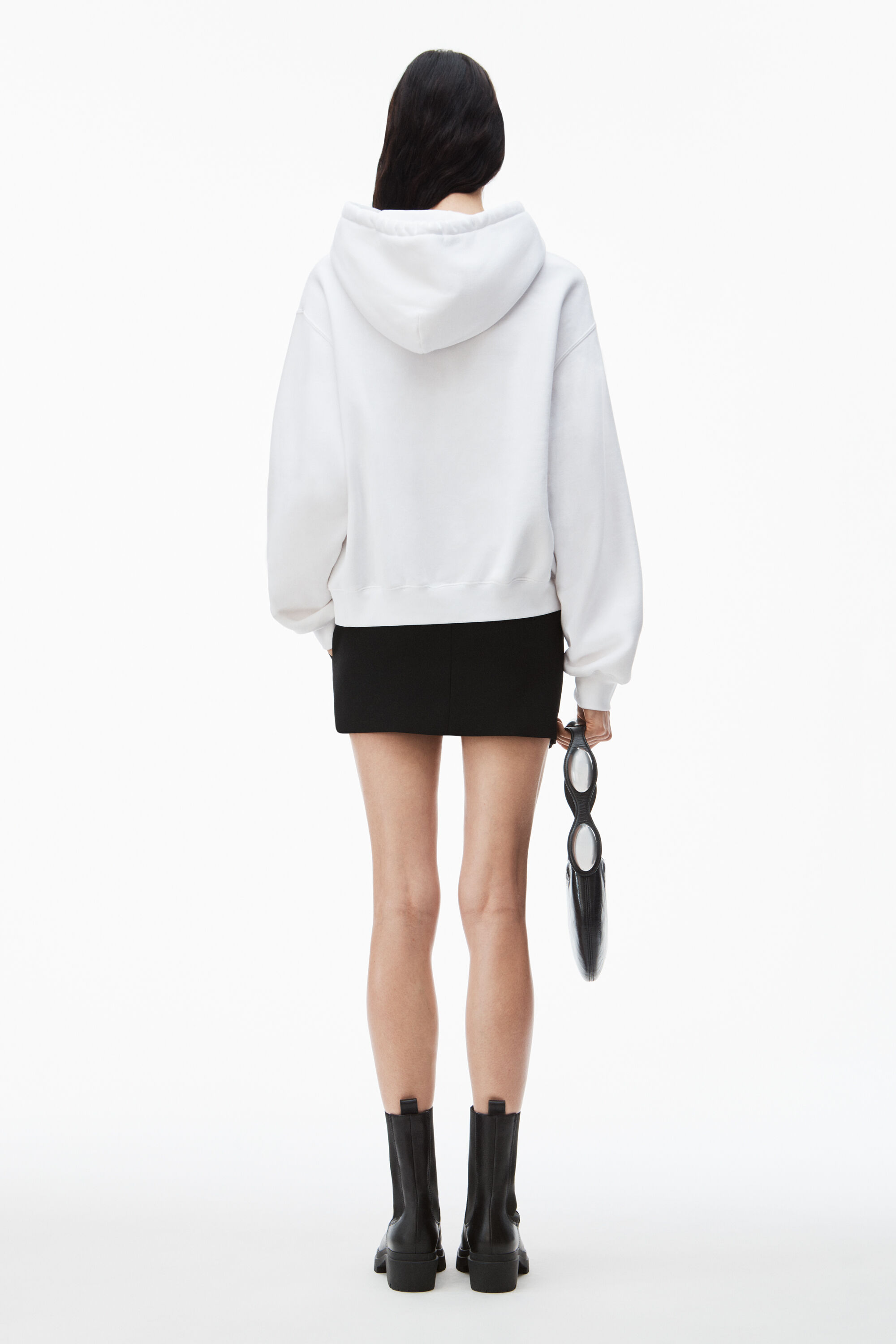 alexanderwang PUFF LOGO HOODIE IN STRUCTURED TERRY WHITE 