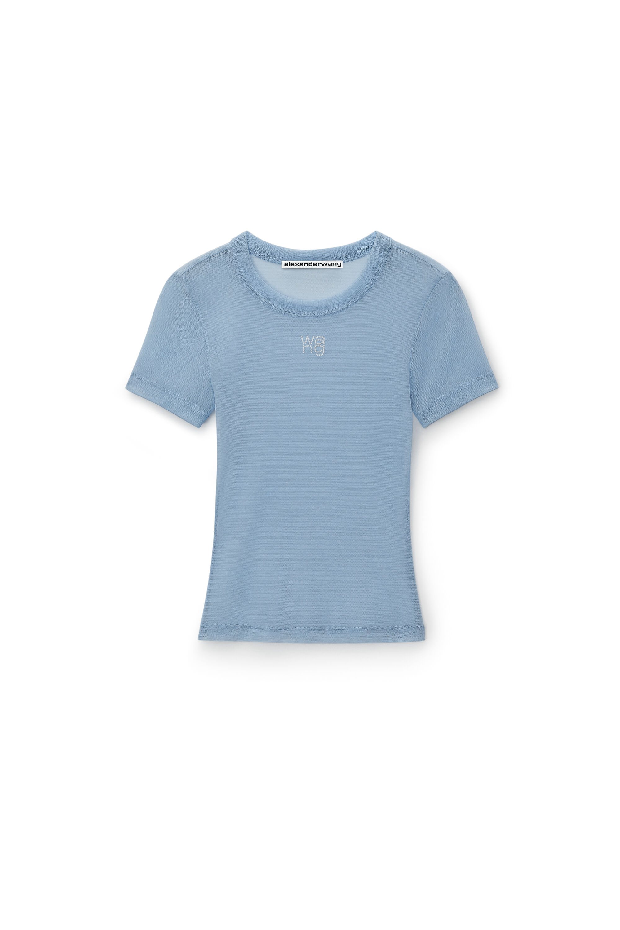 alexanderwang SHORT SLEEVE TOP IN GAUZY MESH EVENING HAZE 