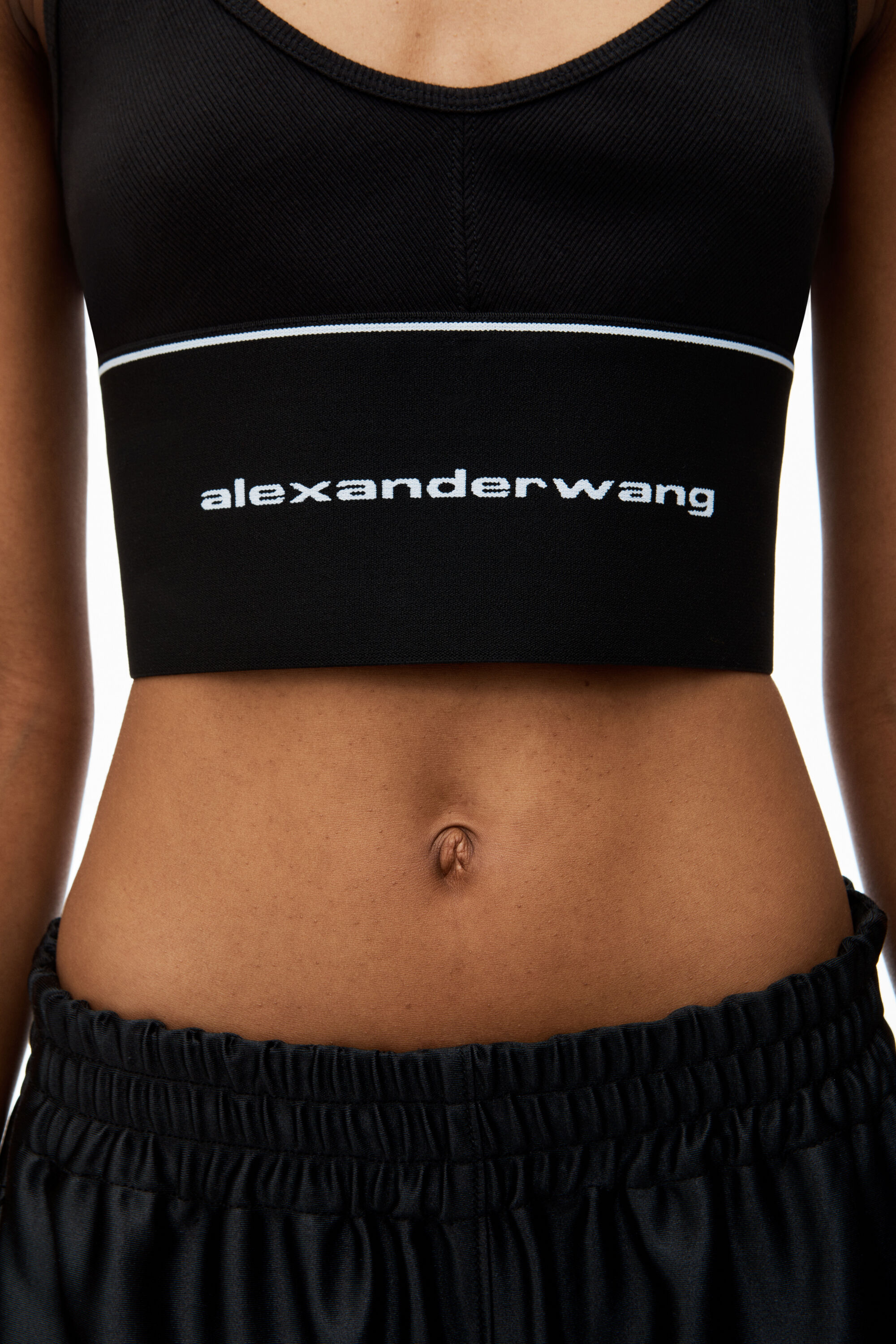 alexanderwang アレキサンダーワング リブジャージー ロゴ エラスティック ブラ BLACK - alexanderwang®  アレキサンダーワング JP