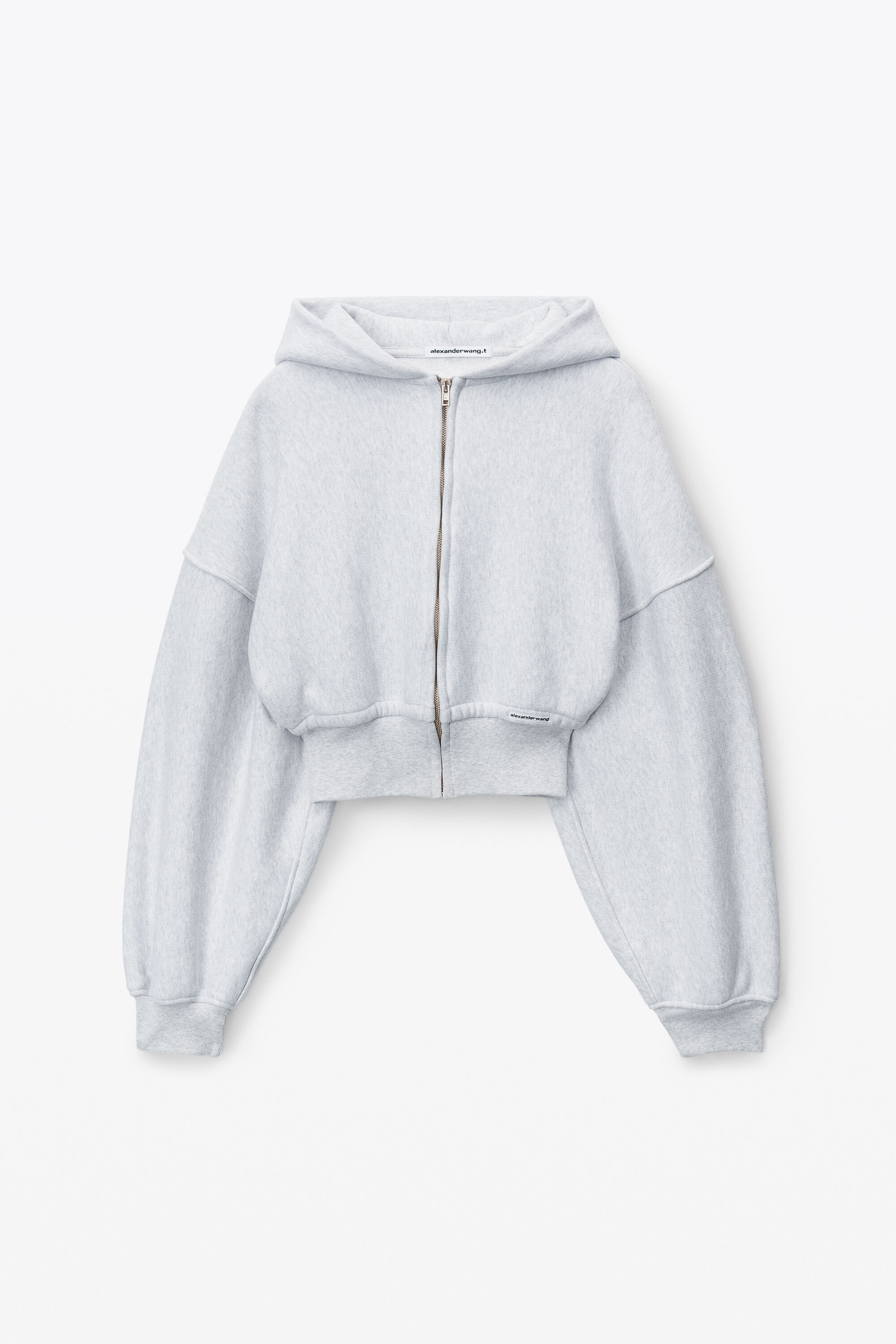 Cropped Zip Up Hoodie In Classic Cotton Terry